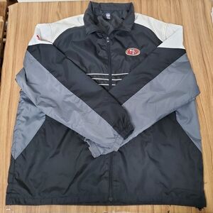 Reebok SAN FRANCISCO 49ERS Windbreaker Jacket XL Black Gray White Y2K Light SI